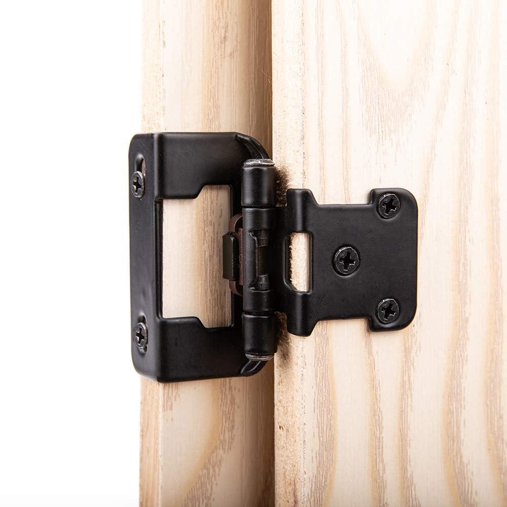 50 Pack 25 Pairs Semi-Overlay 1/2 inch Self-Closing Face Frame Cabinet Hinges Matte Black Half Wrap-Around Kitchen Cabinet Door Hinges Face Mount Cabinet Hardware Matte Black Matte Black