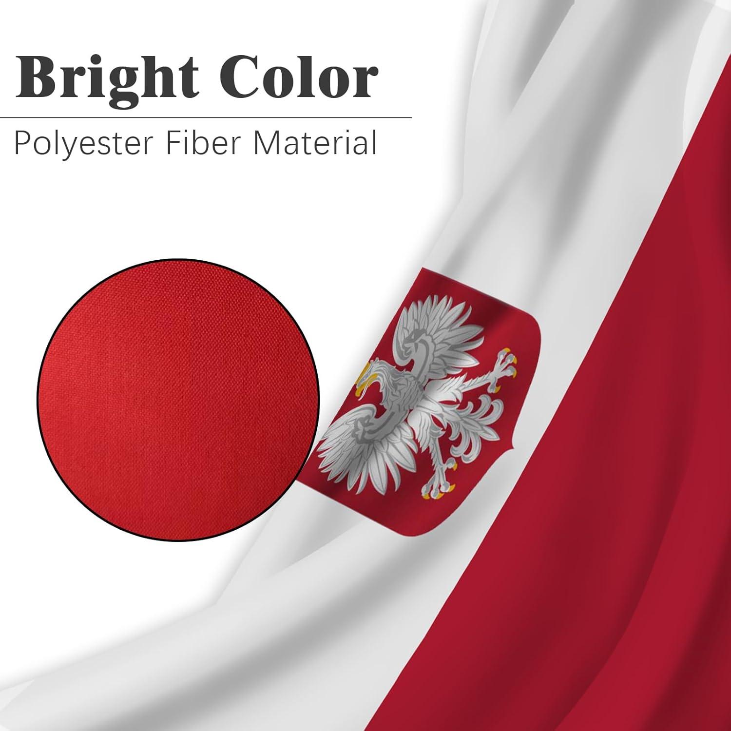 Polish Flag 3x5FT Poland Ensign Flag Double Sided Outdoor Heavy Duty 3 Ply Polyester Material with 2 Metal Grommets, 4 Rows of Stitching