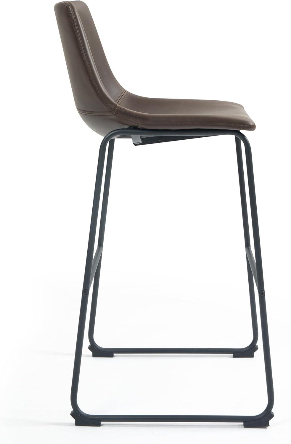 Glamour Home Adan 28.5" Modern Faux Leather Bar Stools in Dark Brown (Set of 2)