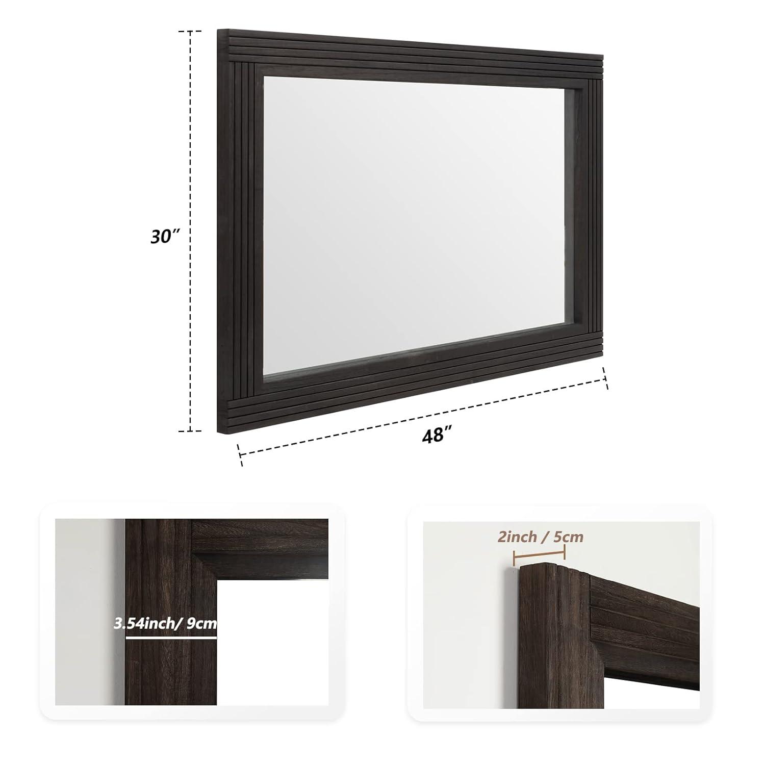 Rustic Natural Wood and Iron Rectangular Wall Mirror