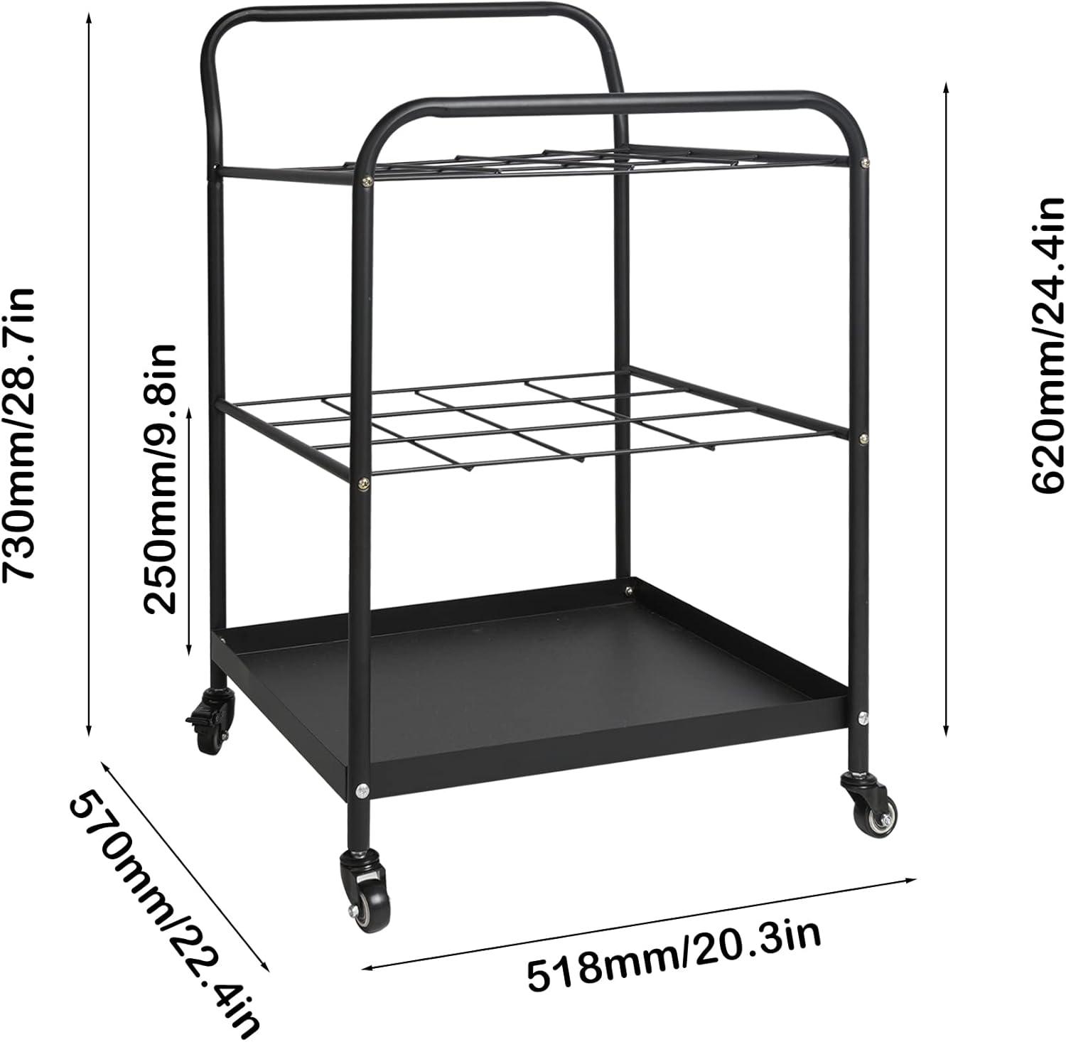 Roll File Holder Storage - 12 Slots Rack Cart,Wire Bin Roll File, Made for Maps, Plans, Drawings, and Tubes, Yoga Mat and Gym Storage Rack Cart with Wheels,Files Sorter Poster Holder