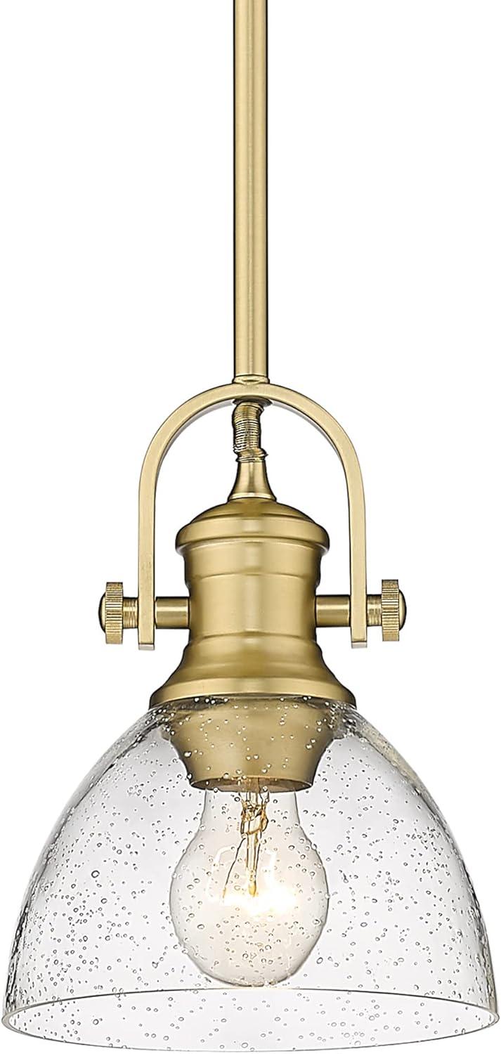 Golden Lighting Hines 1-Light Mini Pendant in Brushed Champagne Bronze with Seeded Glass