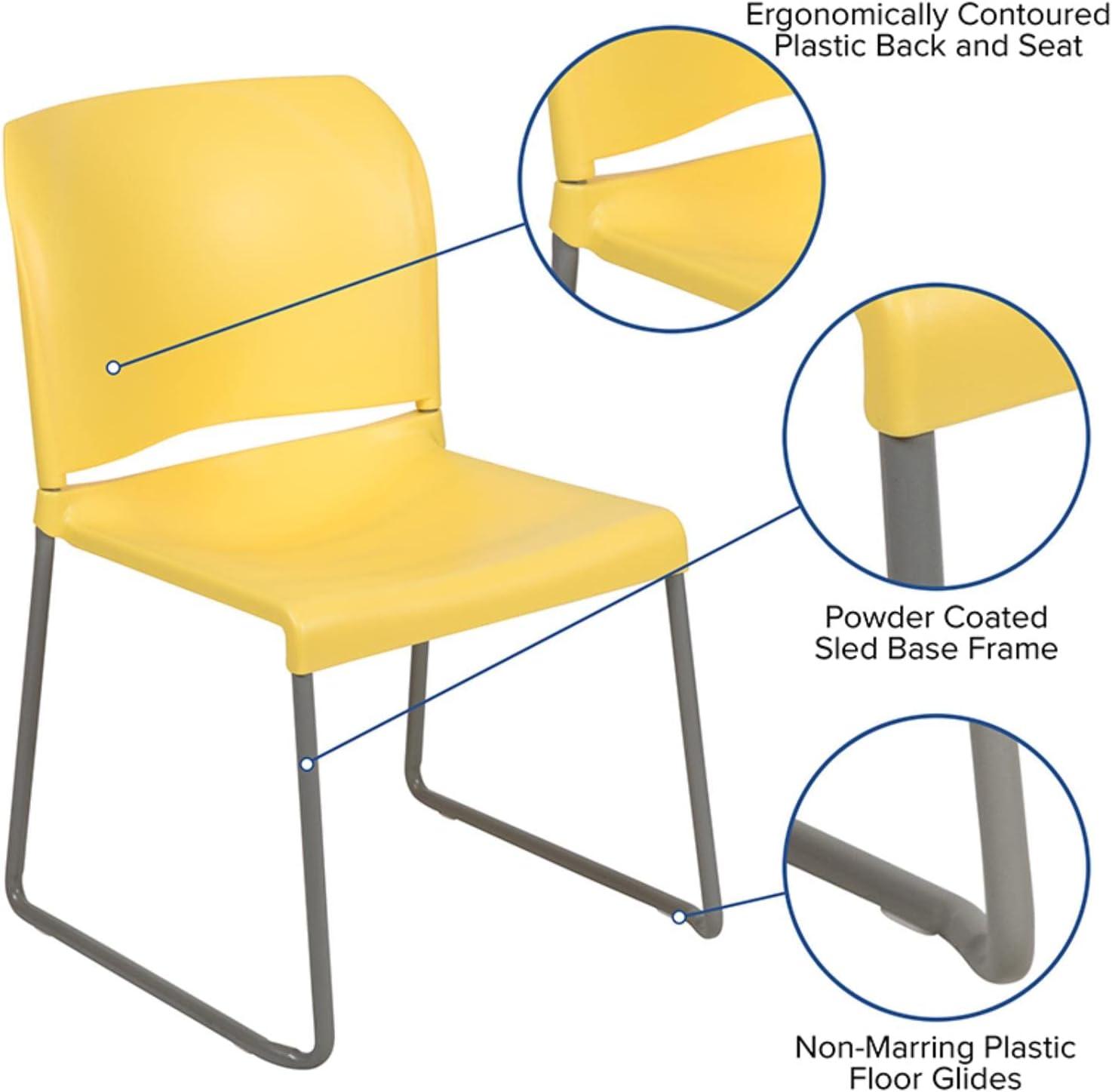 Flash Furniture HERCULES Series 880 lb. Capacity Full Back Contoured Stack Chair with Powder Coated Sled Base