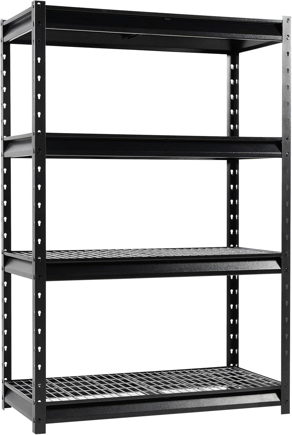 Shungtong Atlas 12000LBS Garage Storage Shelves, 48"W Heavy Duty Metal Industrial Shelves, 4 Tier Adjustable Storage Rack for Warehouse Shop Basement,48"W x 24"D x 72"H, Black