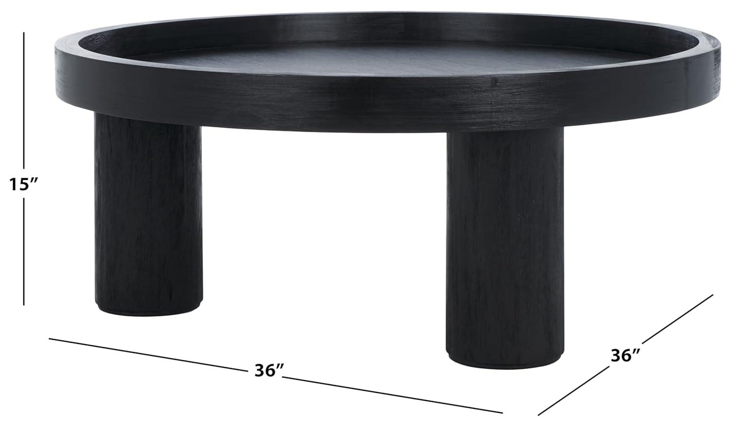 Devin Round Coffee Table - Black - Safavieh