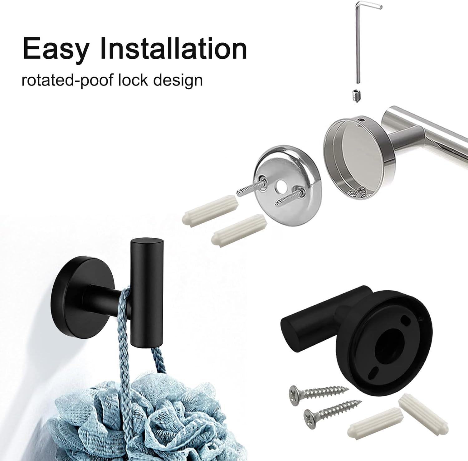 Matte Black Stainless Steel 7-Piece Bathroom Hardware Set