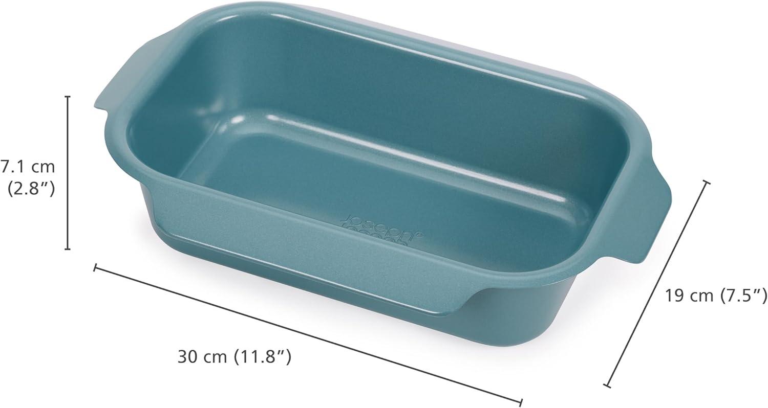 Teal Carbon Steel Non-Stick Loaf Pan with Easy Pull Handles