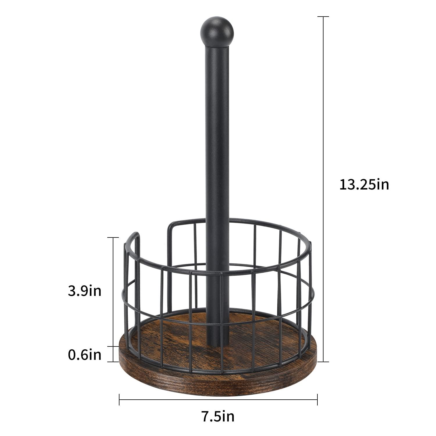 One Allium Way® Paper Towel Holder Countertop, Standing Paper Towel Roll Holder For Bathroom, Paper Towel Rack With Heavy Duty Wooden Base For Kitchen Counter, Fits Standard Or Jumbo-Sized Rolls,(Brown)