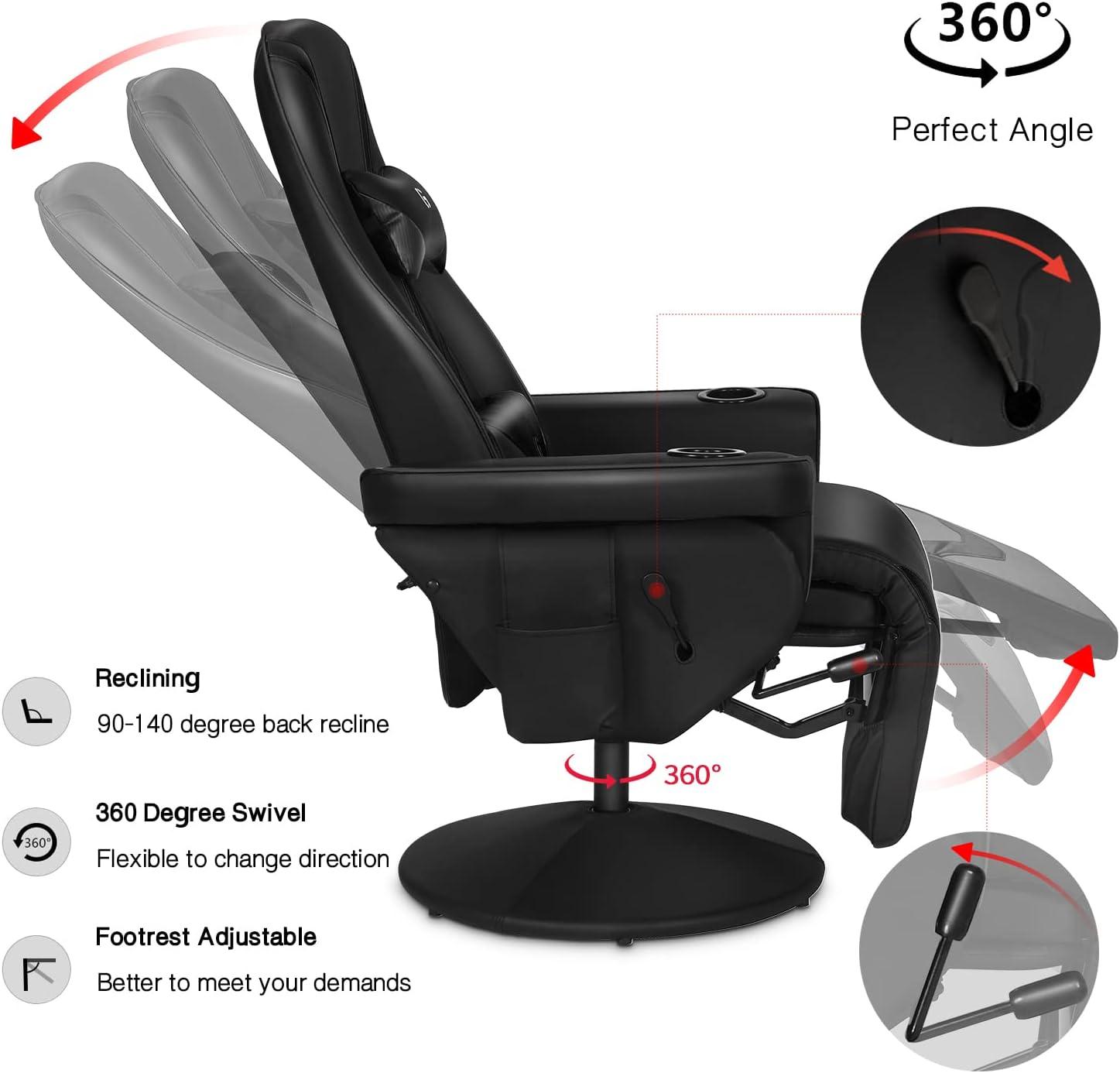Queen Throne Video Gaming Chair Ergonomic Recliner Racing Chair, High Back Swivel Chair with Footrest and Adjustable Backrest, Lumbar Support, Headrest and Cupholders, Pink White