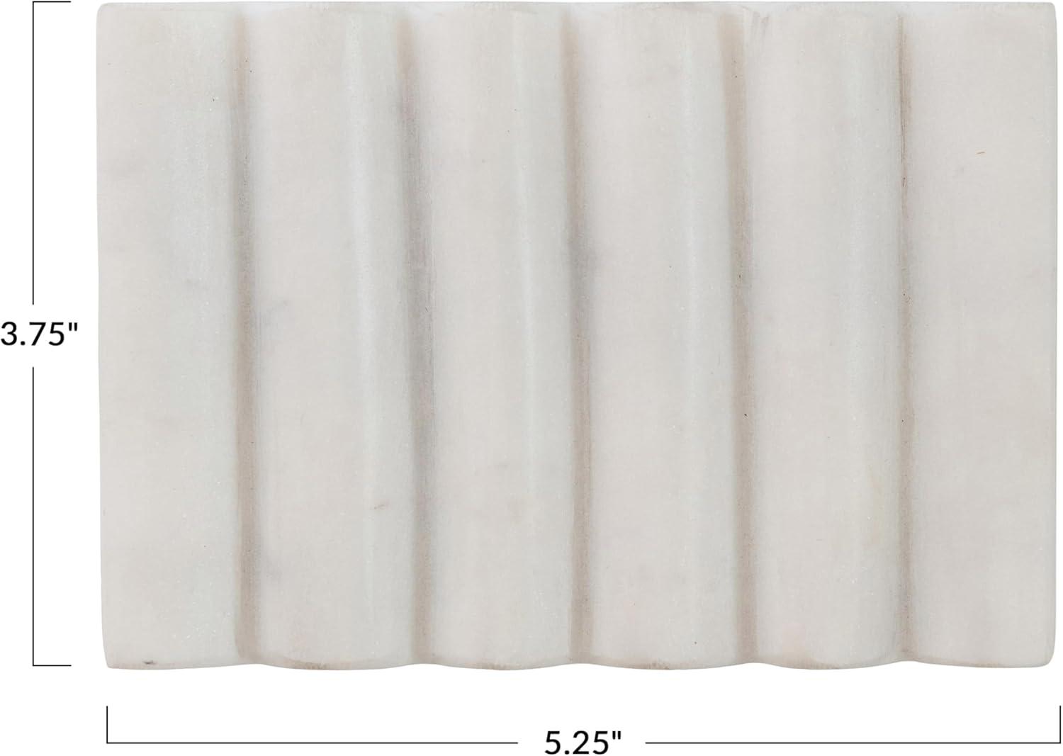 White Carved Marble Rectangular Soap Dish