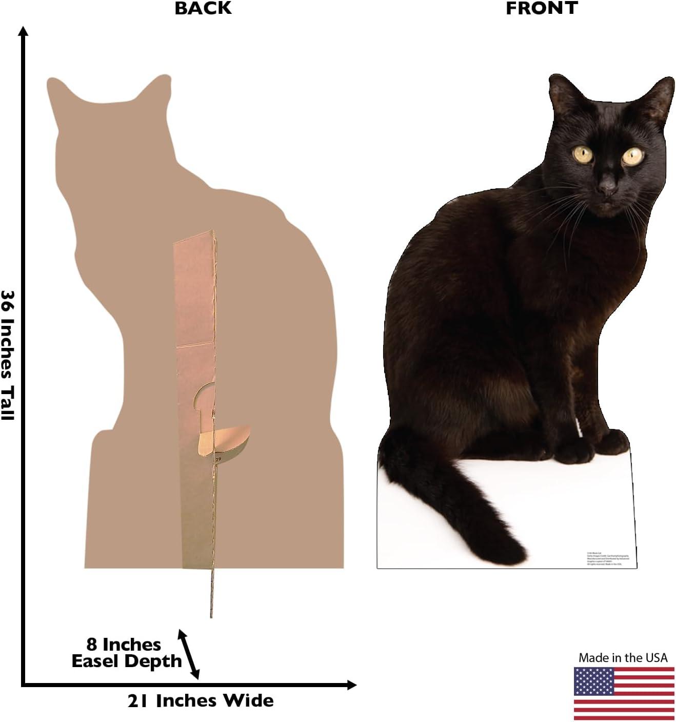 Life-Size Black Cat Cardboard Cutout with Easel Stand