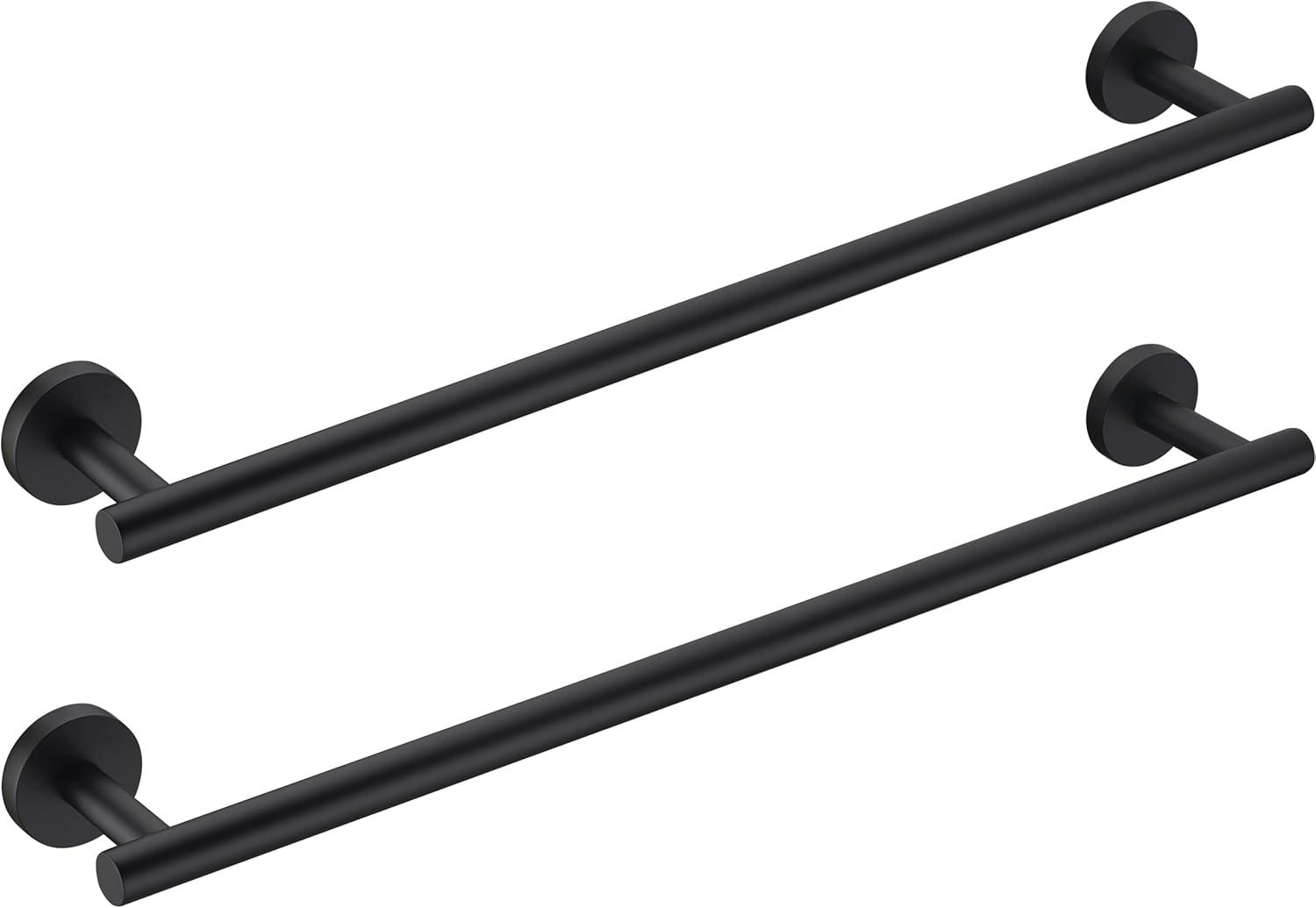 Matte Black 24-Inch Stainless Steel Wall Mounted Towel Bar