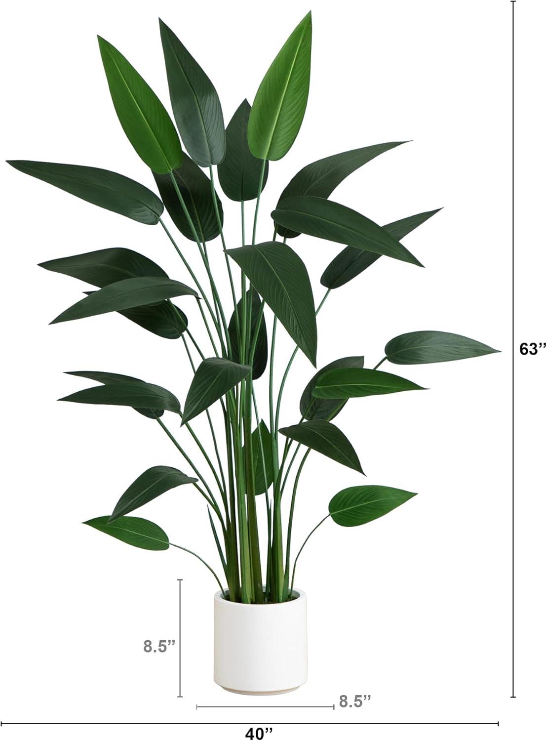 Nearly Natural 5-ft Artificial Sky Bird Tree in White Decorative Planter