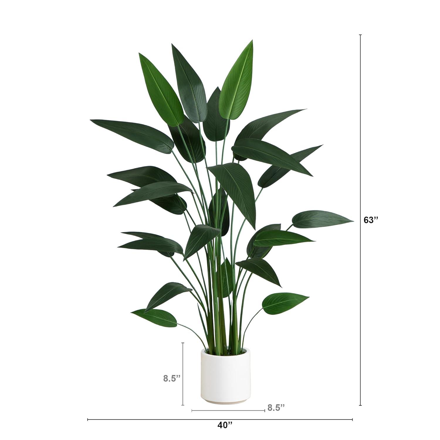 Nearly Natural 5-ft Artificial Sky Bird Tree in White Decorative Planter