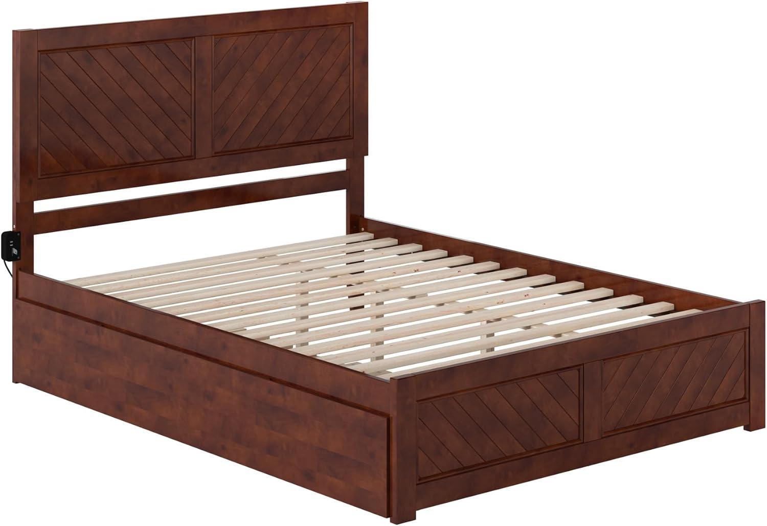 AFI Canyon Walnut Solid Wood Platform Bed with Matching Footboard & Twin Trundle, Full