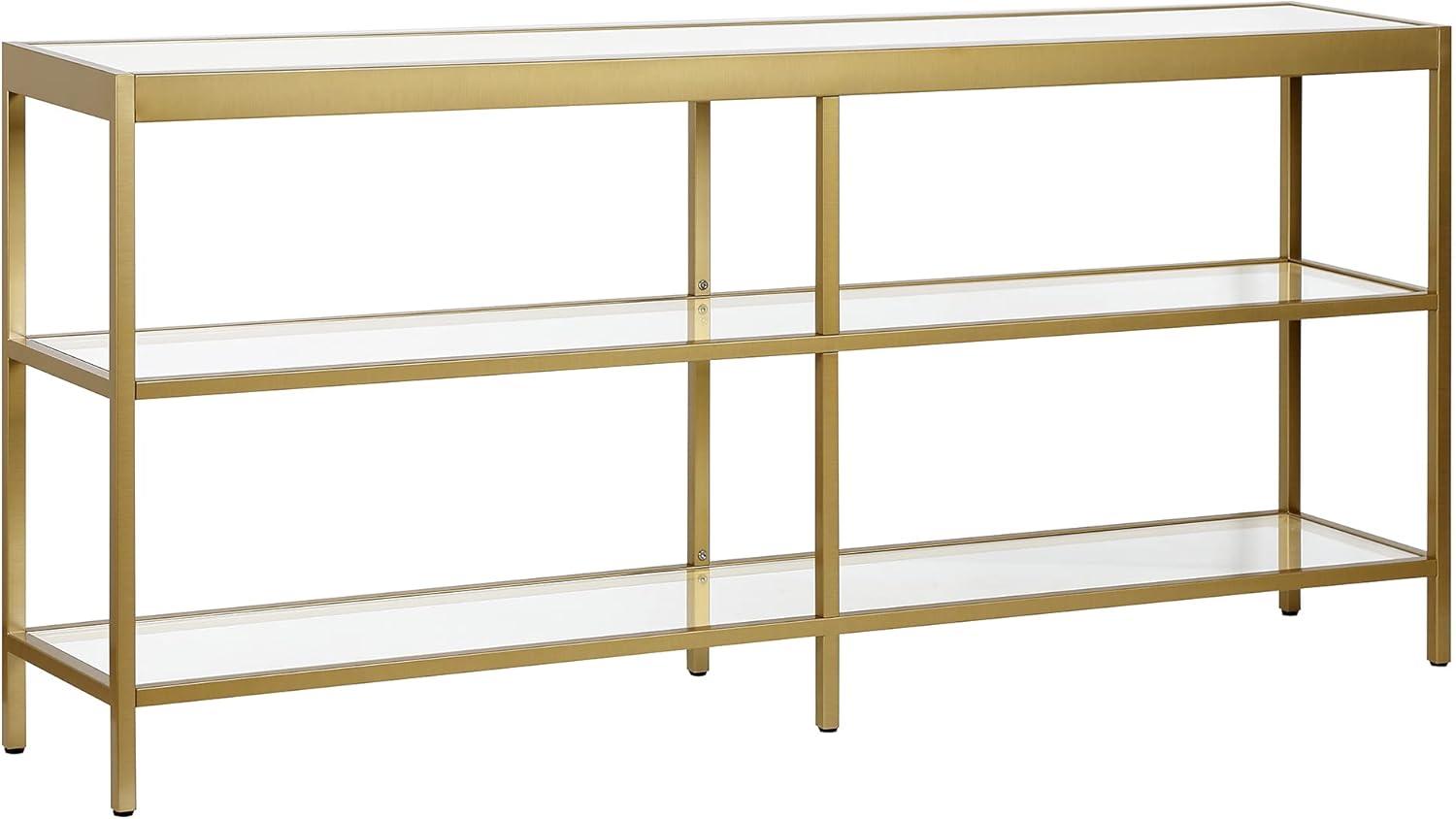 Evelyn&Zoe Alexis 64" Wide Rectangular Console Table, Brass