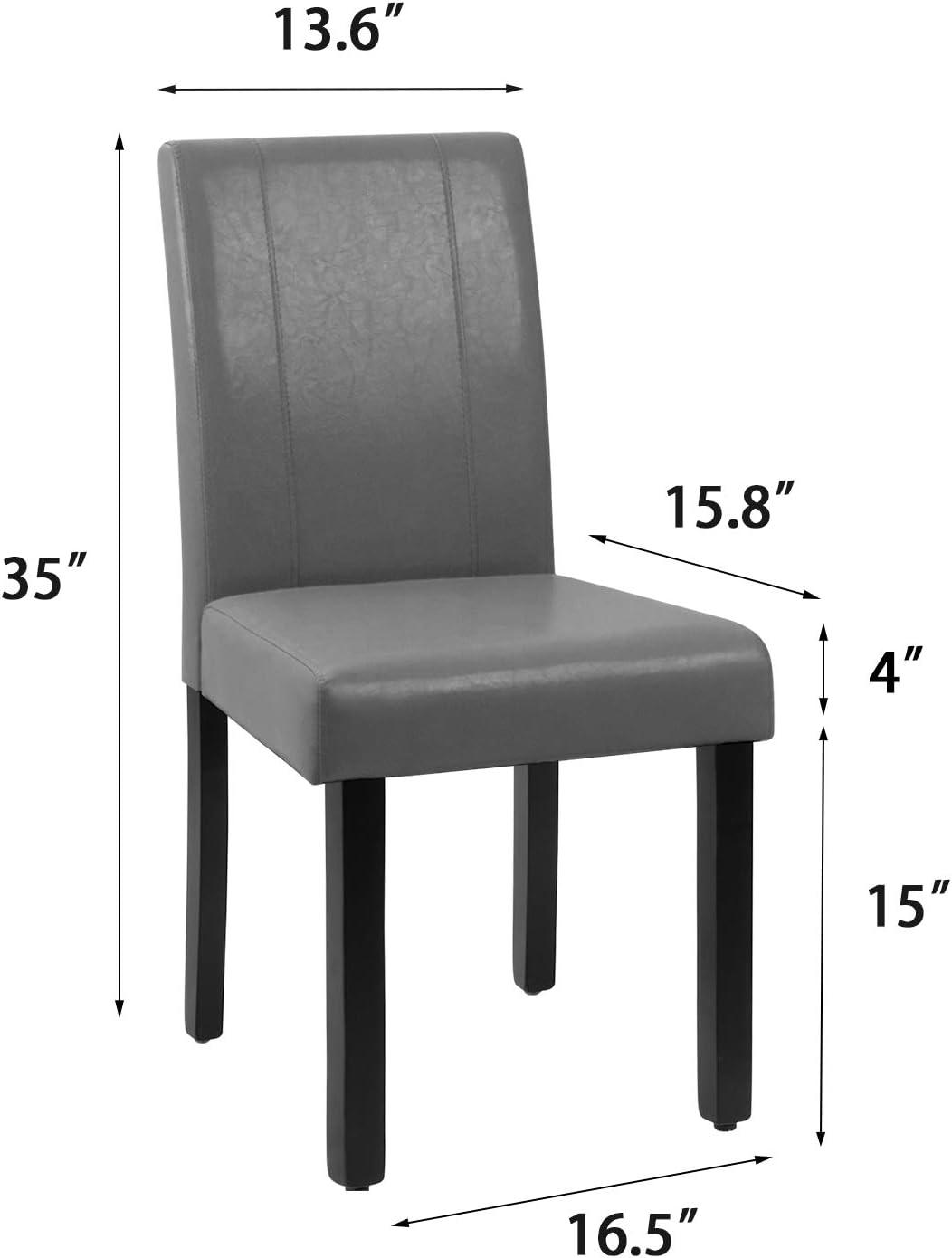 JUMMICO Dining Chair PU Leather Living Room Chairs Modern Kitchen Armless Side Chair with Solid Wood Legs Set of 4(Grey)
