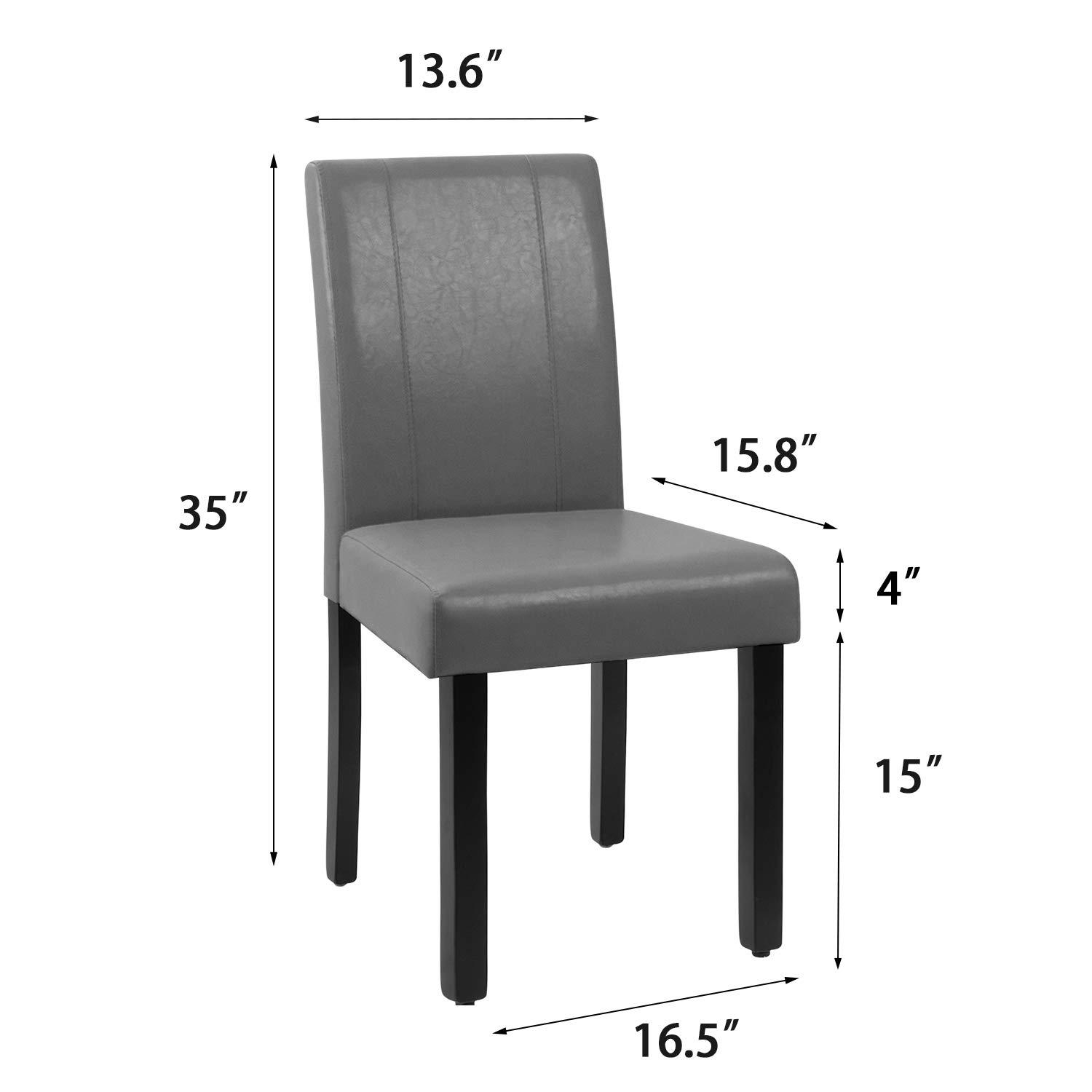 JUMMICO Dining Chair PU Leather Living Room Chairs Modern Kitchen Armless Side Chair with Solid Wood Legs Set of 4(Grey)