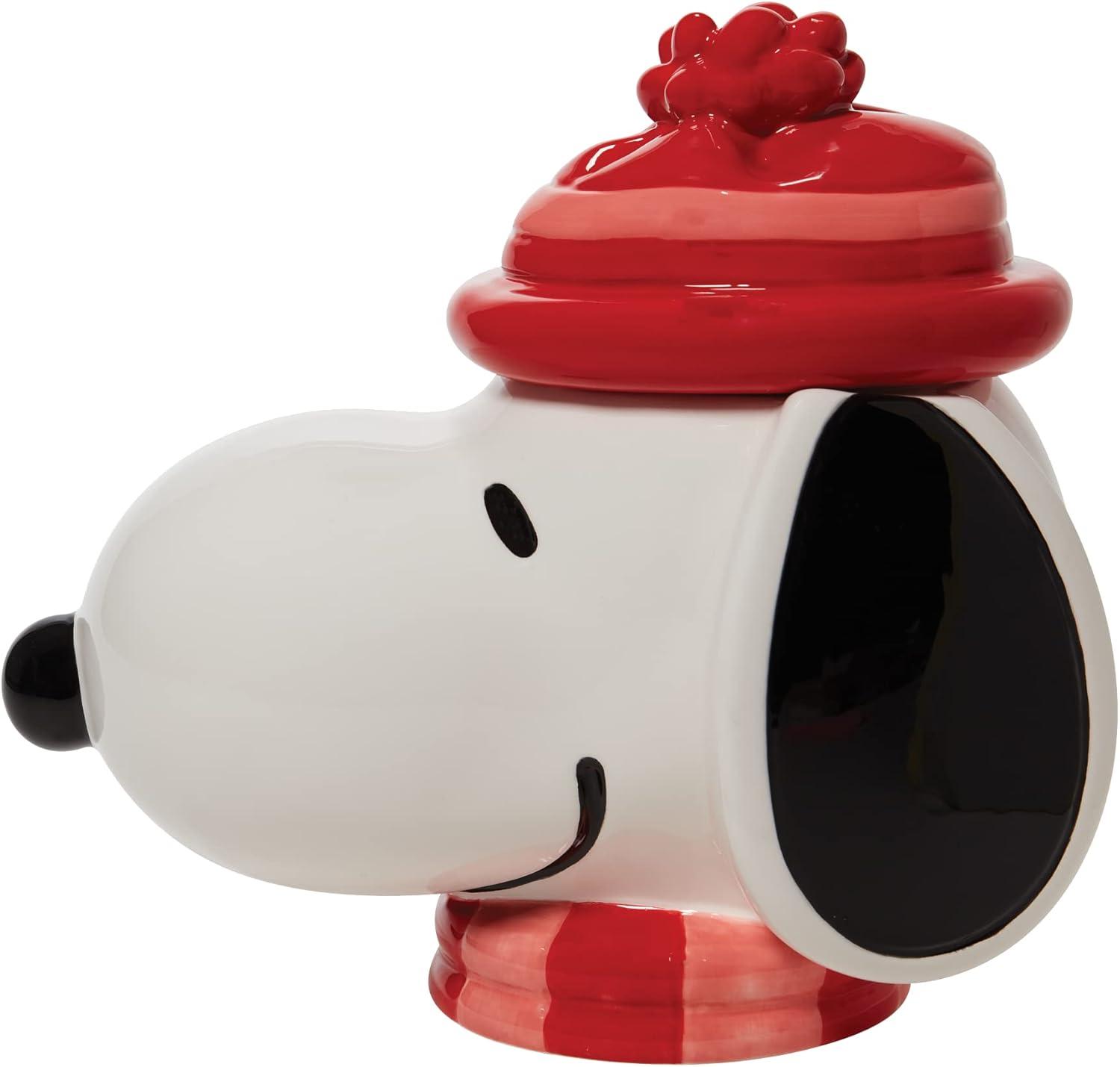 Enesco Peanuts Ceramics Snoopy Face Sculpted Canister Cookie Jar, 10.24 Inch, Multicolor