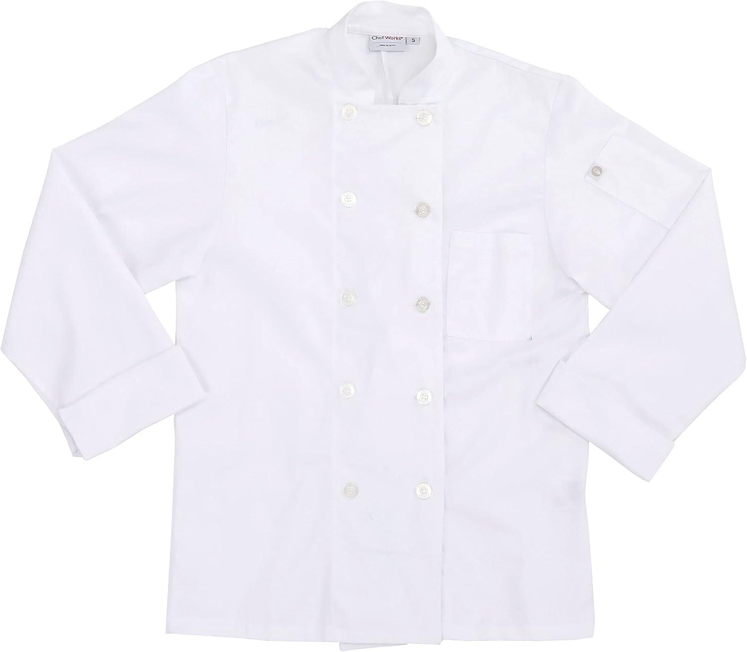 Men's White Long Sleeve Double-Breasted Chef Coat