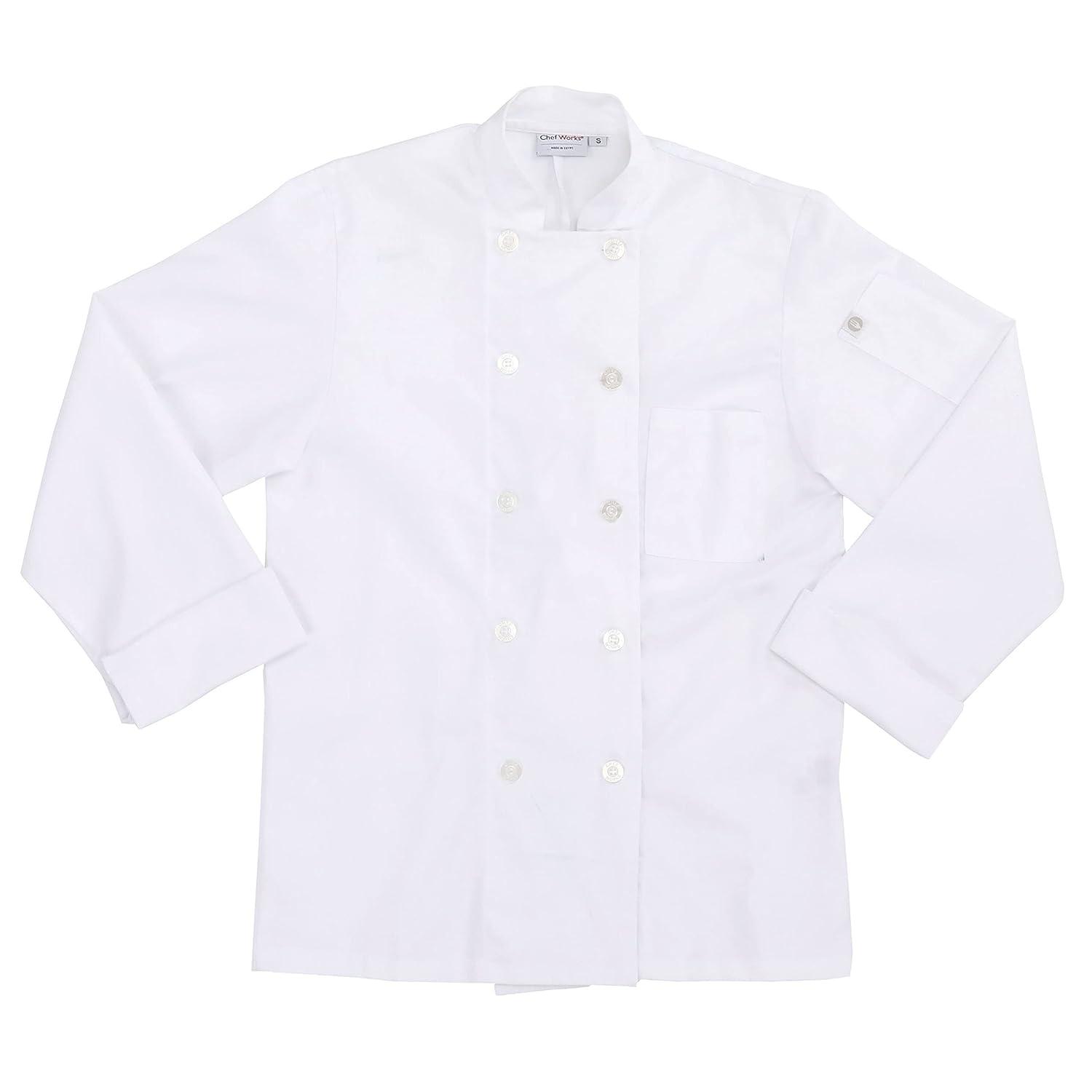Men's White Long Sleeve Double-Breasted Chef Coat