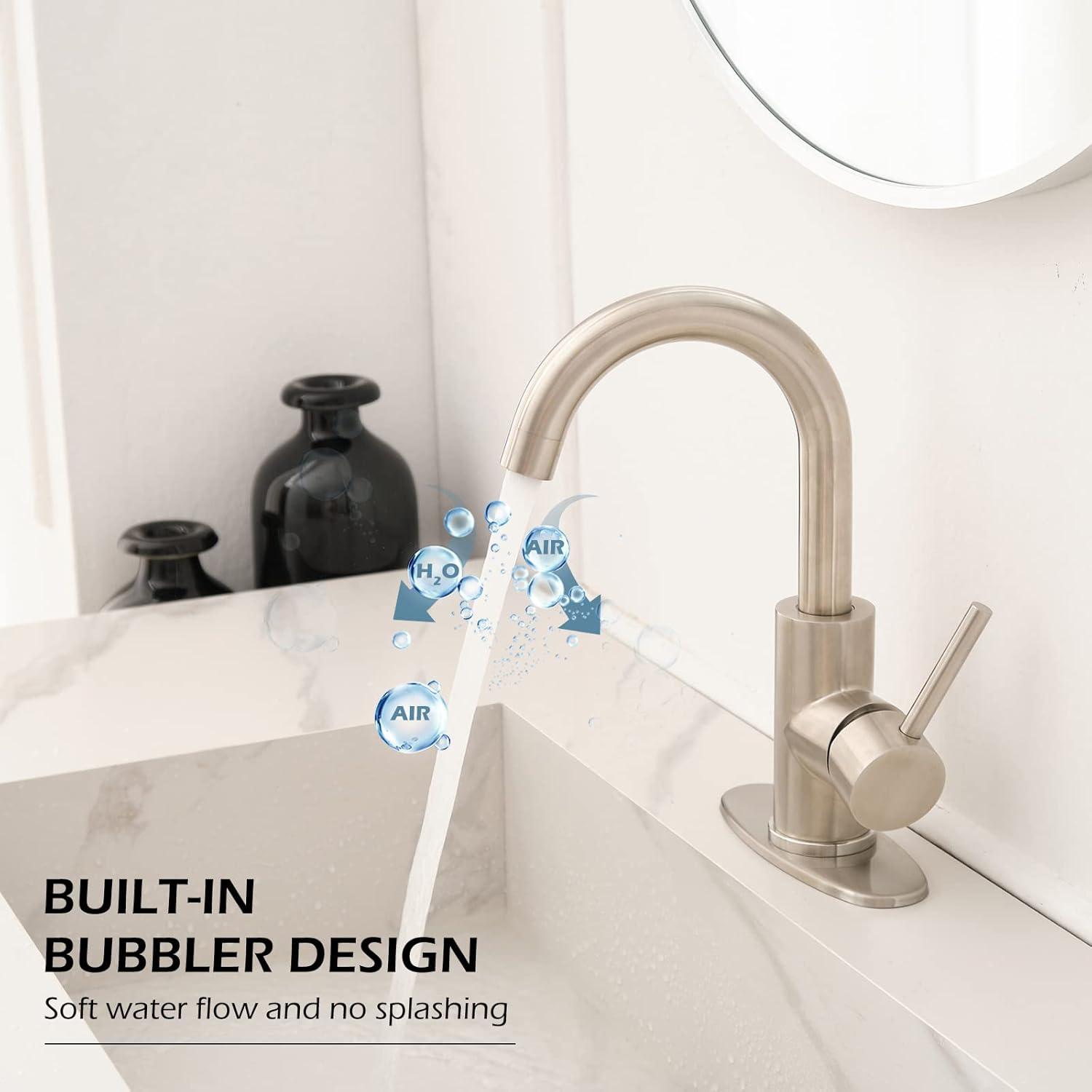 Single Handle Stainless Steel Bar Faucet With Supply Lines And Deckplate