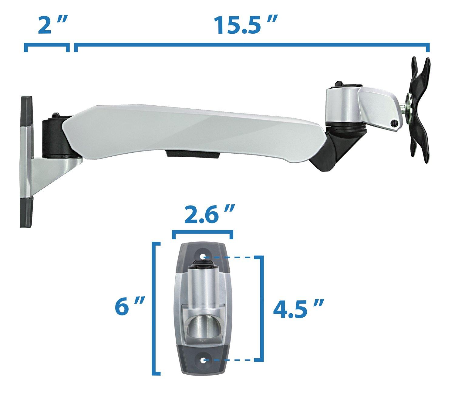 Mount-It! Full Motion Adjustable Single Monitor Wall Mount | Tilt, Rotate, Swivel Arm Wall Mount Stand | Fits Up to 32 in. Screens