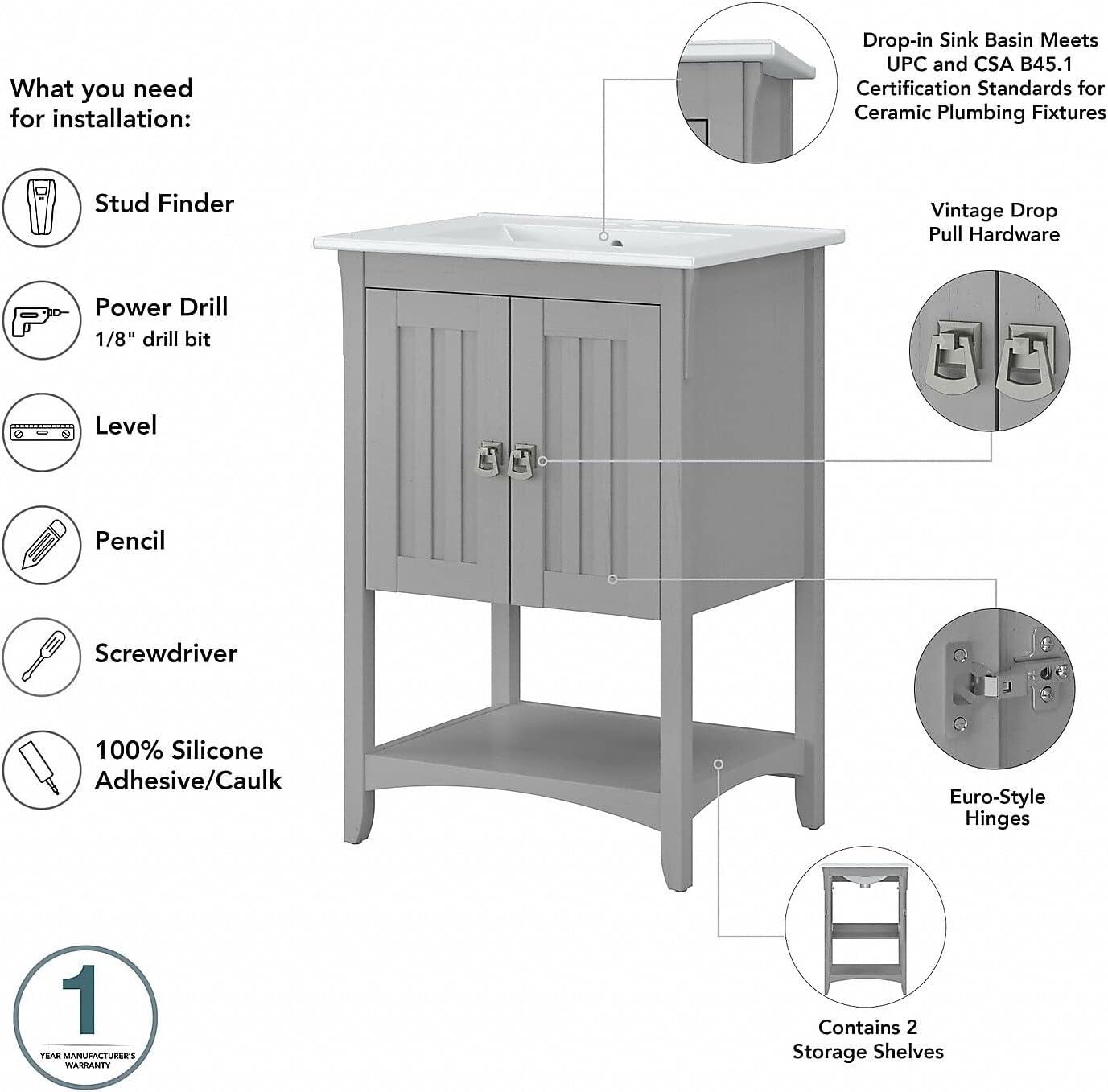 Double Bathroom Vanity with Ceramic Top with Mirror