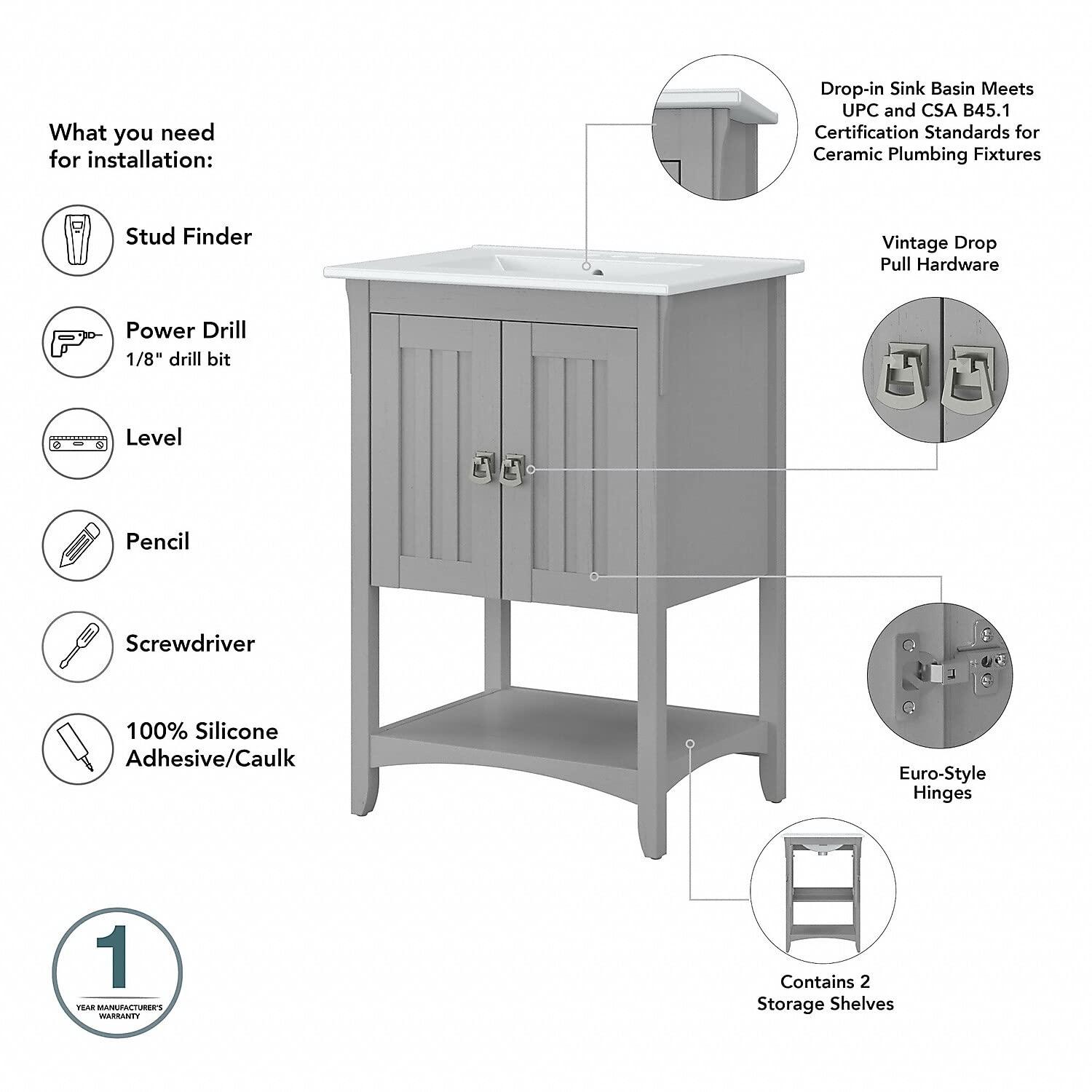 Double Bathroom Vanity with Ceramic Top with Mirror