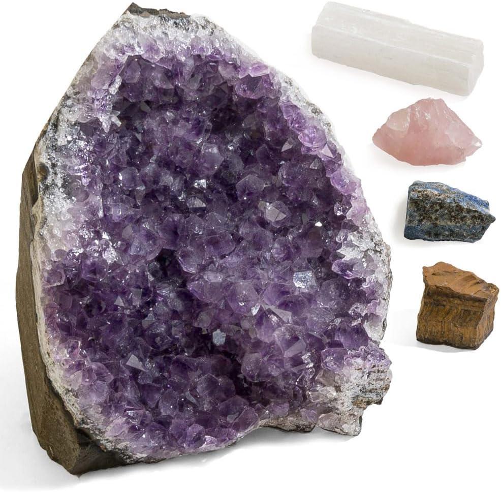 X-Large Amethyst Geode and Anti-Anxiety Crystal Set with Palo Santo