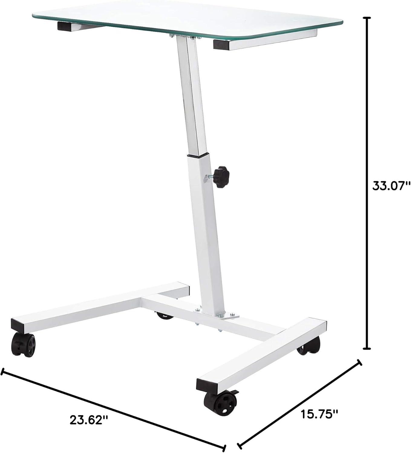 airLIFT Tempered Glass 23.62'' W Rolling Desk Or Stand with Wheels