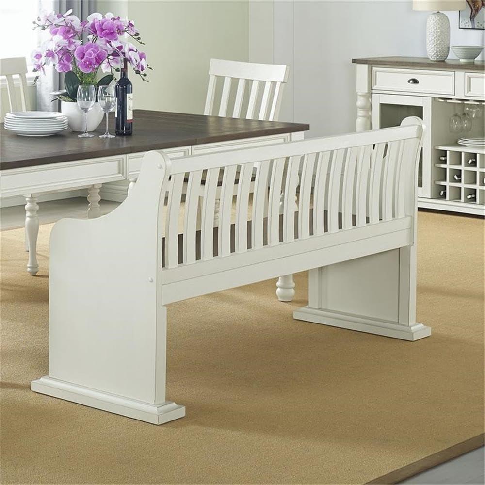 18" Joanna Bench with Back Dark Brown/Ivory - Steve Silver Co.: Farmhouse Style, Hardwood Construction