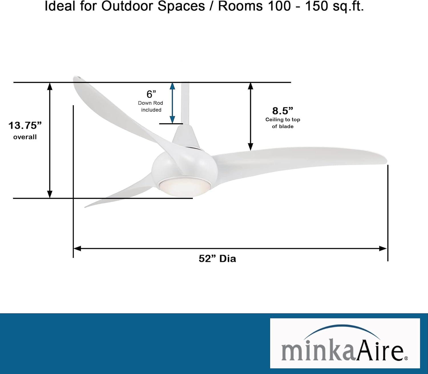 52" Wave 3 - Blade LED Propeller Ceiling Fan with Remote Control and Light Kit Included