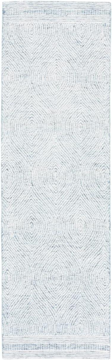 Abstract ABT340 Handmade Indoor Runner - Ivory/Blue - 2'-3"x12' - Safavieh