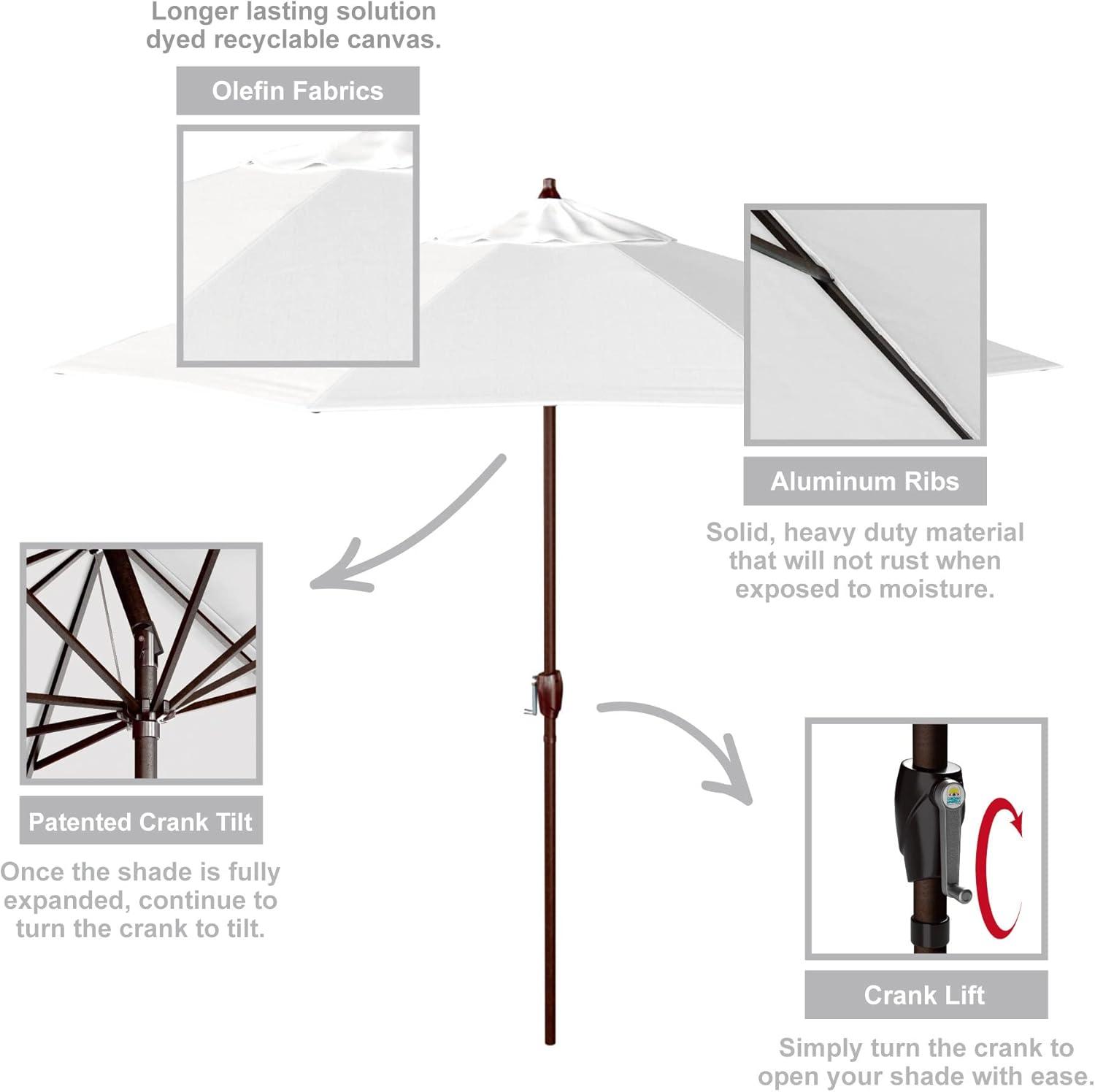 9 ft. Aluminum Auto Tilt Patio Umbrella in White Olefin