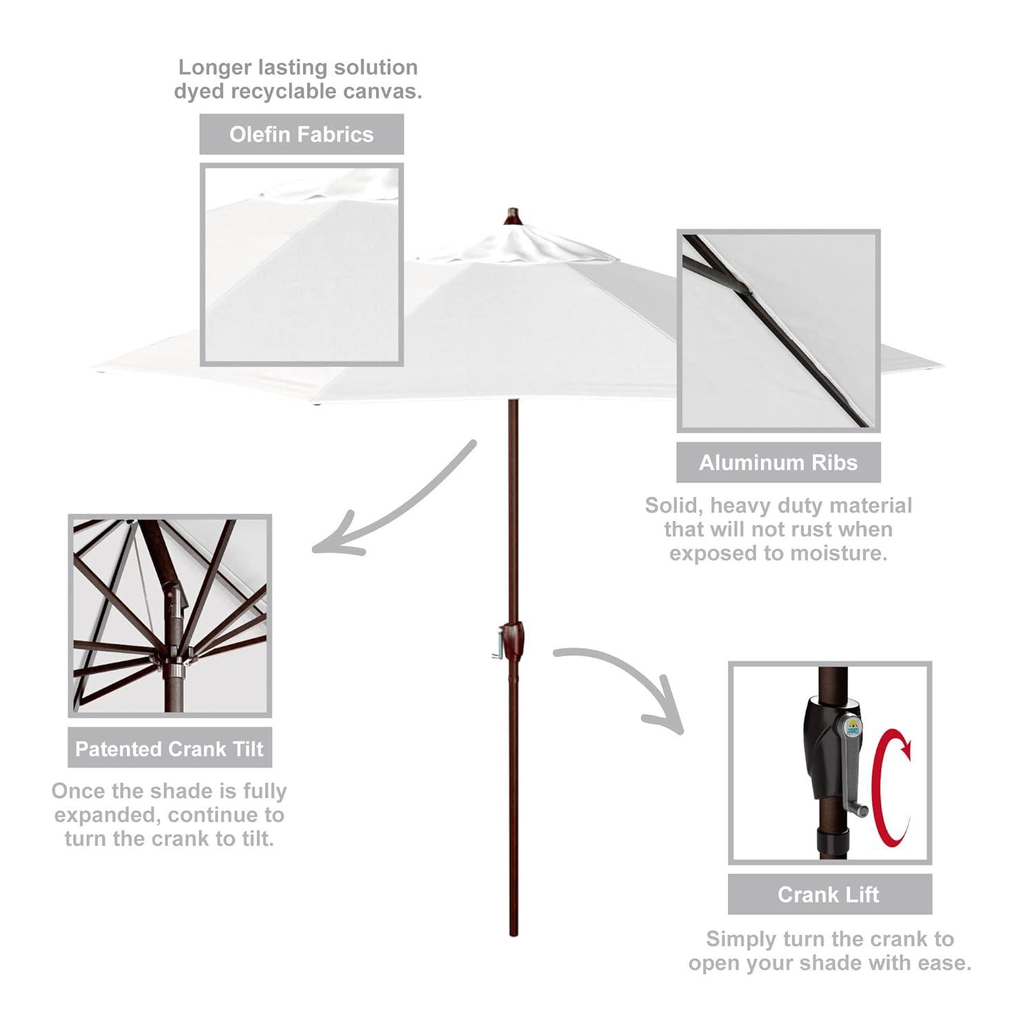 9 ft. Aluminum Auto Tilt Patio Umbrella in White Olefin