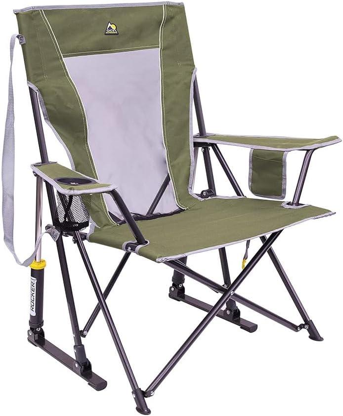 GCI Outdoor Comfort Pro Rocker Camping Chair with Mesh Backrest, Loden Green