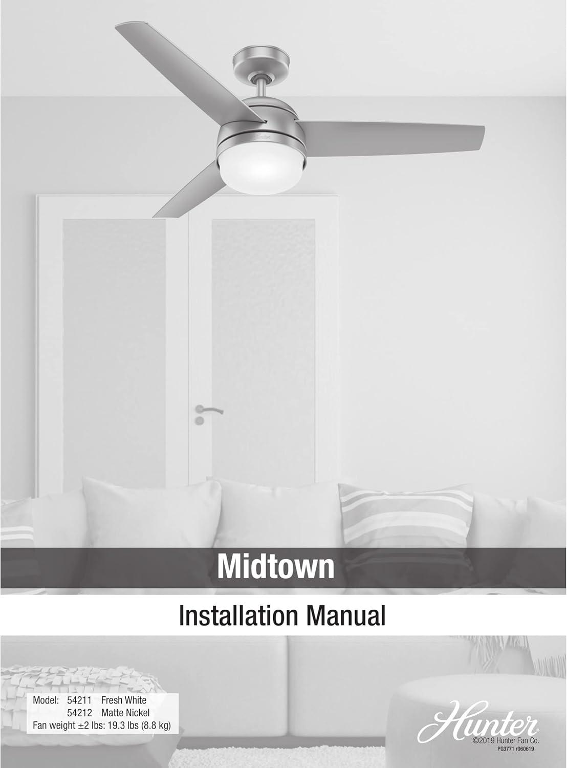 48" Midtown 3 - Blade Standard Ceiling Fan with Remote Control and Light Kit Included