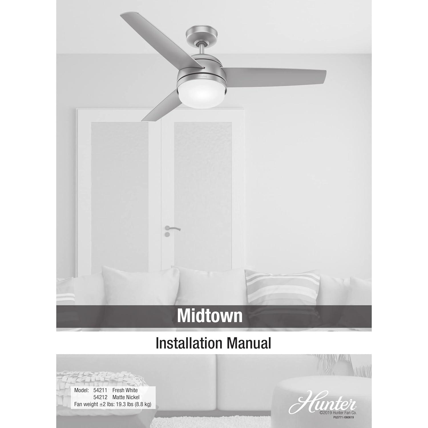 48" Midtown 3 - Blade Standard Ceiling Fan with Remote Control and Light Kit Included