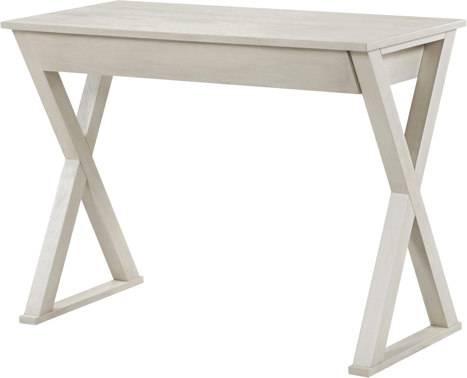 Marna Writing Desk w/ Drawer in Engineered Wood Weathered White Finish