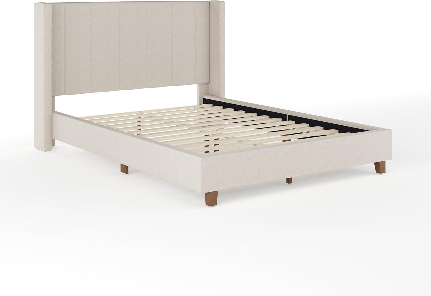 Martha Stewart Martha Stewart Kay Upholstered Platform Bed With Channel Stitched Wingback Headboard