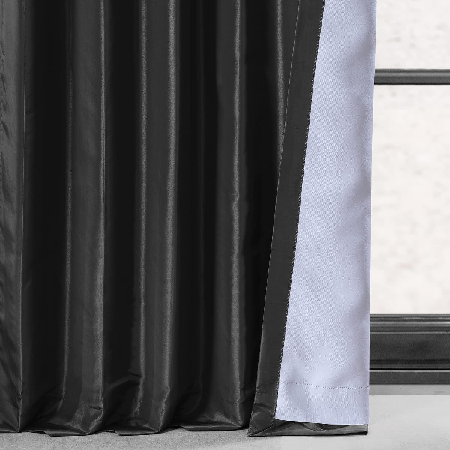 Platinum Blackout Faux Silk Taffeta Curtain (1 Panel), Platinum, 50W X 84L