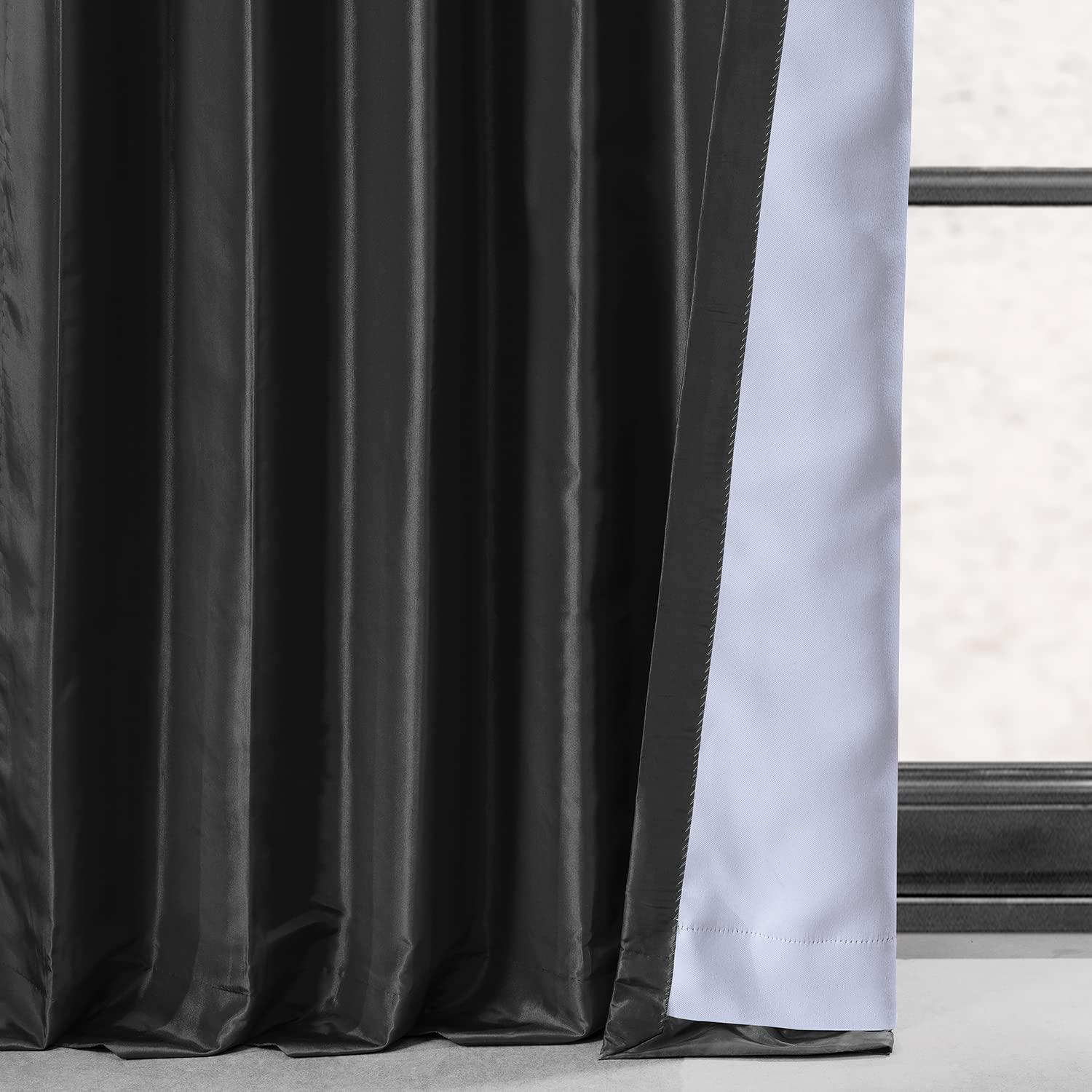 Platinum Blackout Faux Silk Taffeta Curtain (1 Panel), Platinum, 50W X 84L