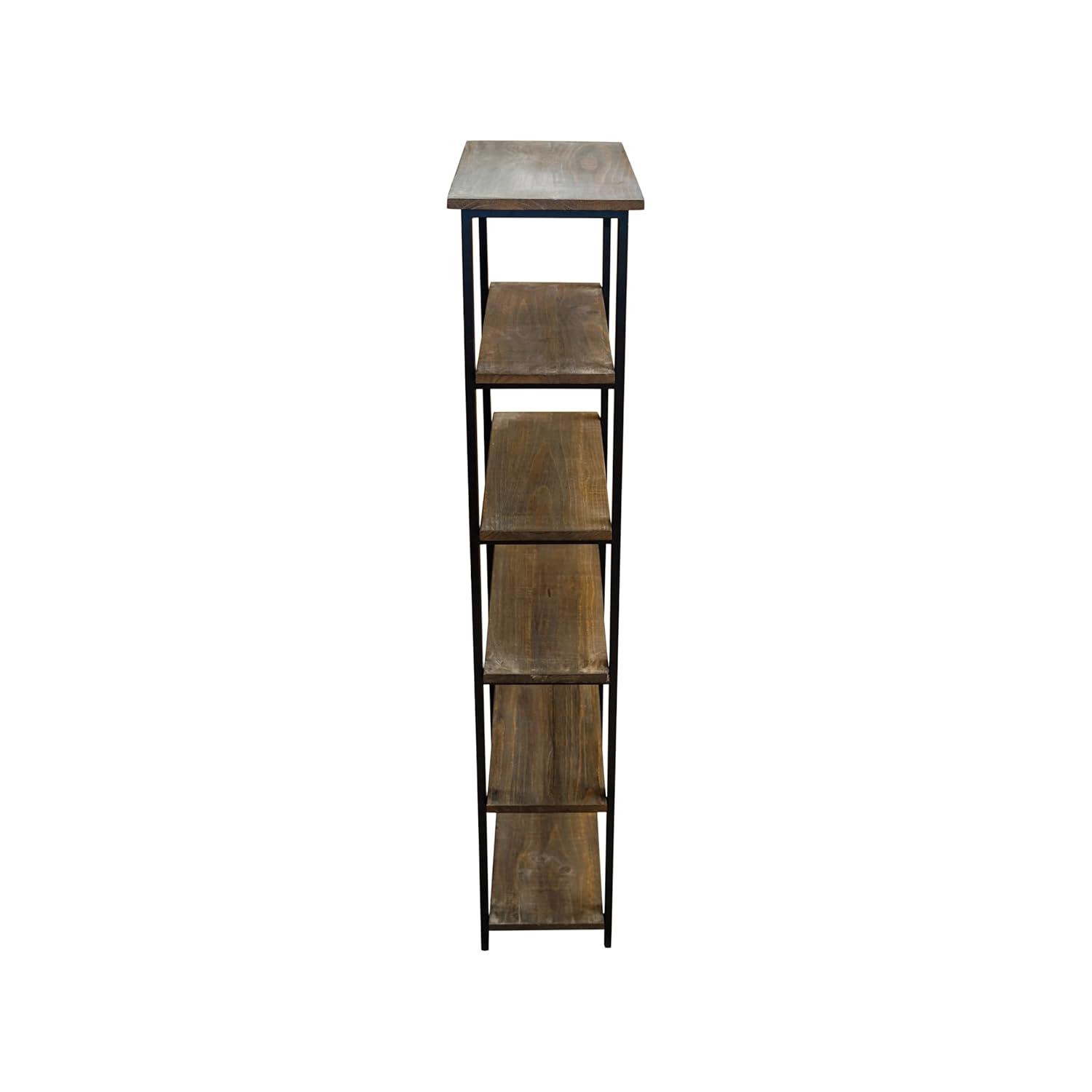 Alaterre Furniture Pomona 70 in. Tall 5-Shelf Solid Pine Wood & Metal Bookcase, Bookshelf for Home Office, Living Room or Bedroom, Natural