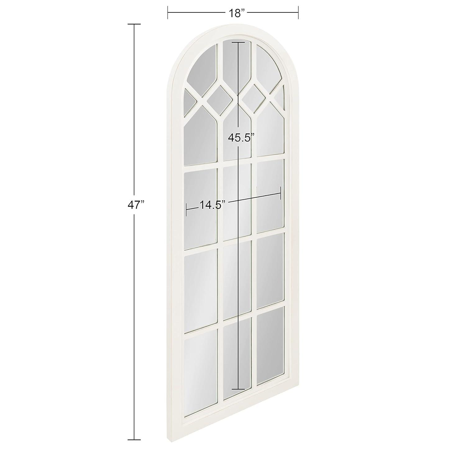 Kate and Laurel Gilcrest Arch Wood Windowpane Mirror, 18x47, White