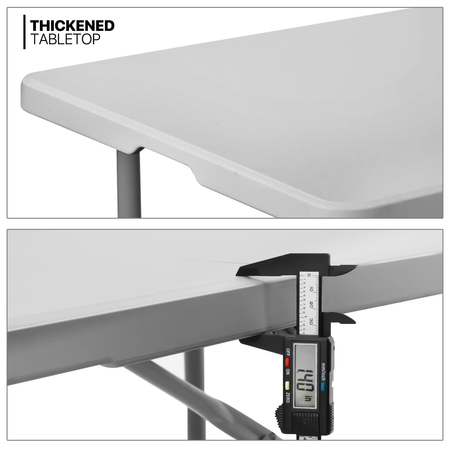 Plastic Folding Card Table, Indoor Outdoor Portable Picnic Table with Carrying Handle for Camping