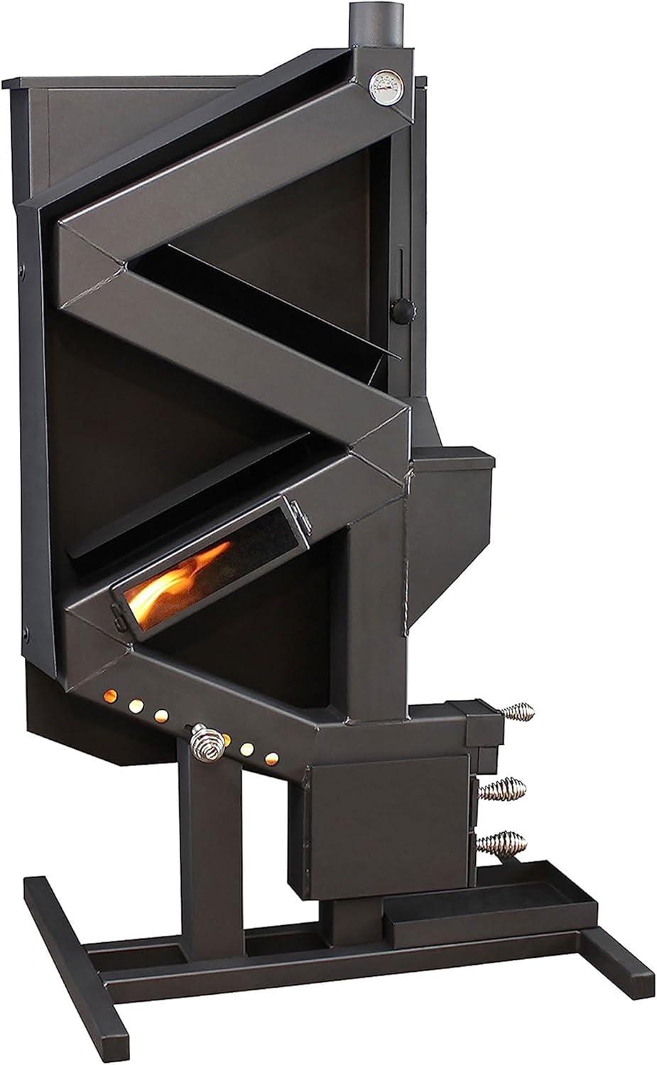 Wiseway Black Steel 2,000 Sq Ft Non-Electric Pellet Stove