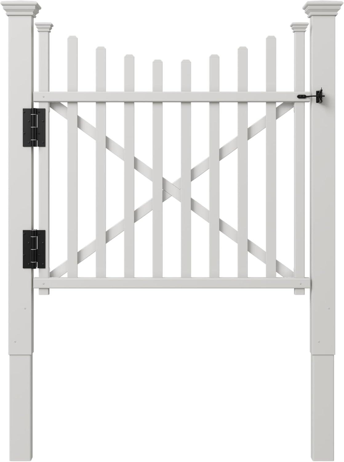 Zippity Outdoor Products 3.8ft H x 4.1ft W (1 Gate) Zippity Manchester Gate Kit, White Vinyl Picket Fence Gate Kit for Manchester Fence Panels, Gate for Backyard, Patio, Outdoor, & Garden Fence, ZP19019
