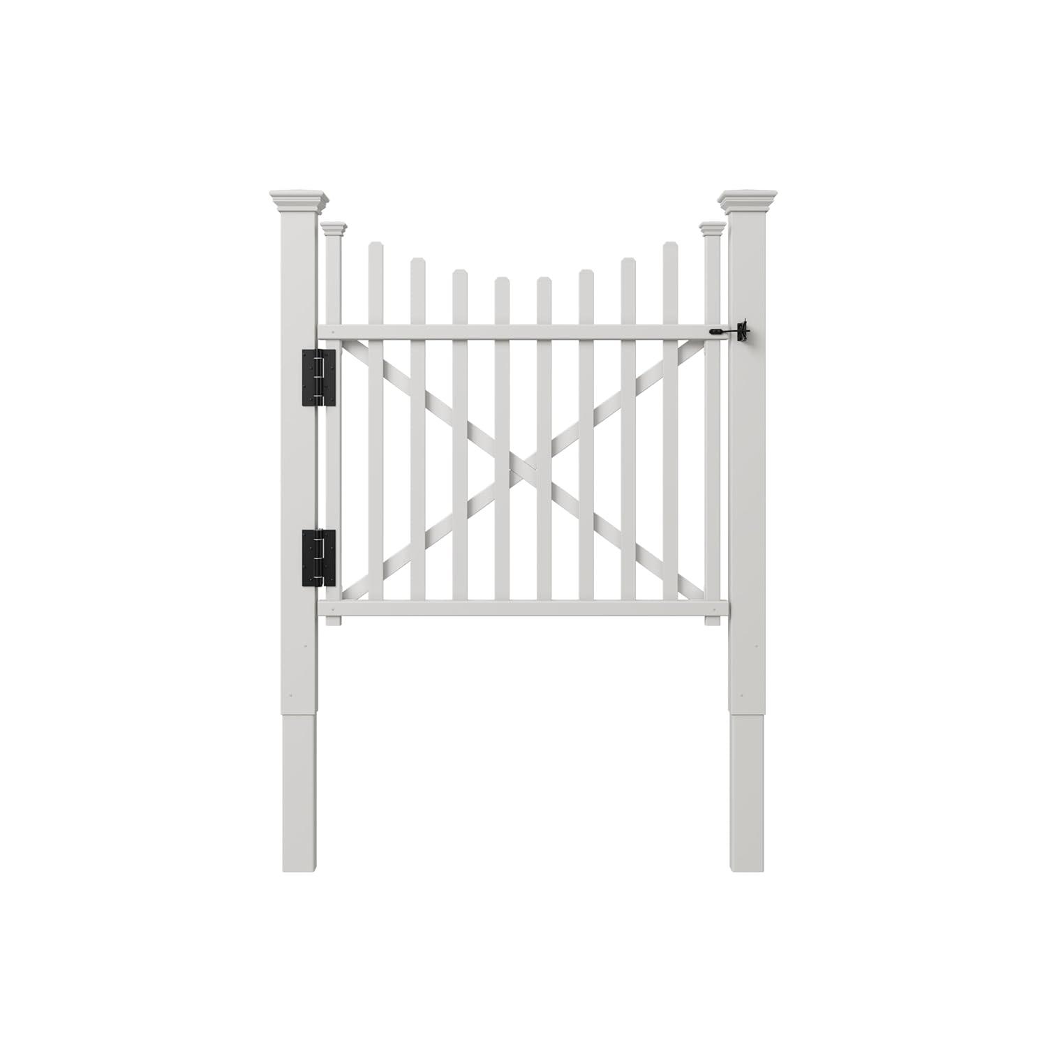 Zippity Outdoor Products 3.8ft H x 4.1ft W (1 Gate) Zippity Manchester Gate Kit, White Vinyl Picket Fence Gate Kit for Manchester Fence Panels, Gate for Backyard, Patio, Outdoor, & Garden Fence, ZP19019