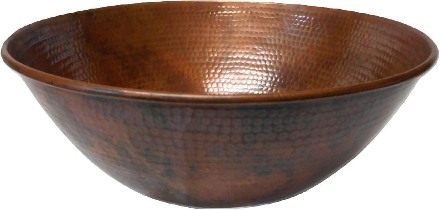 14"Round Copper Vessel Bathroom Sink